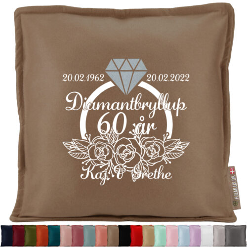 Diamantbryllup blomster & ring 60 år | Pyntepude i filt
