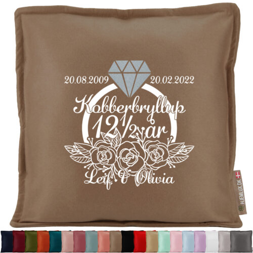 Kobberbryllup blomster & ring 12½ år | Pyntepude i filt