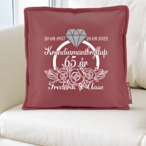 Alternative view of Krondiamantbryllup blomster & ring 65 år | Pyntepude i filt