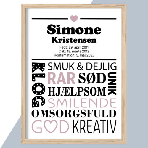 Alternative view of Konfirmand klog, smuk & dejlig (hjerte) #2 | Plakat