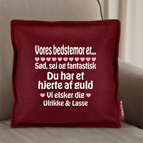 Alternative view of Min bedstemor er sød, sej og fantastisk... | Pyntepude i filt