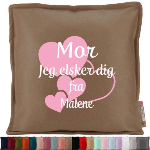 Mor jeg elsker dig med hjerter | Pyntepude i filt