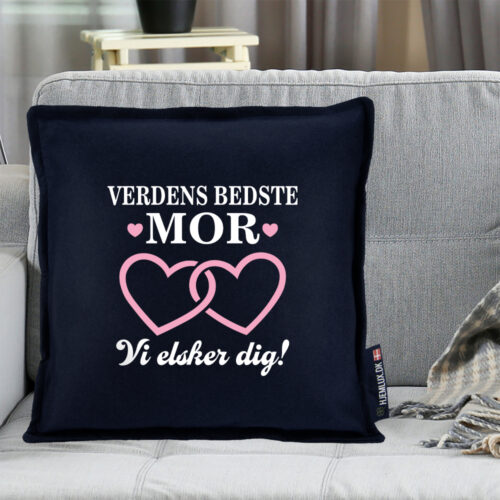 Alternative view of Verdens bedste mor med sammenhængende hjerter | Pyntepude i filt