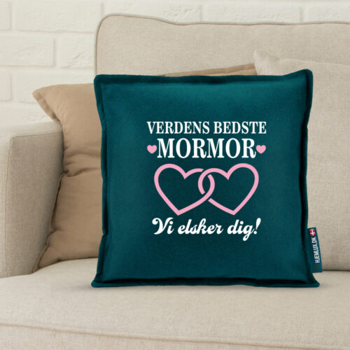 Alternative view of Verdens bedste mormor med sammenhængende hjerter | Pyntepude i filt