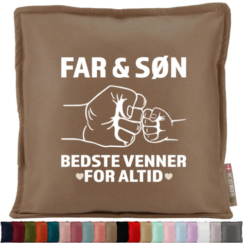 Bedste venner for altid – far/søn | Pyntepude i filt