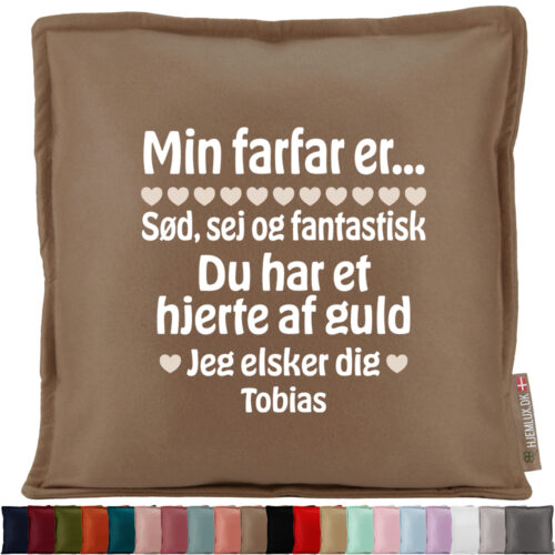 Min farfar er sød, sej og fantastisk... | Pyntepude i filt