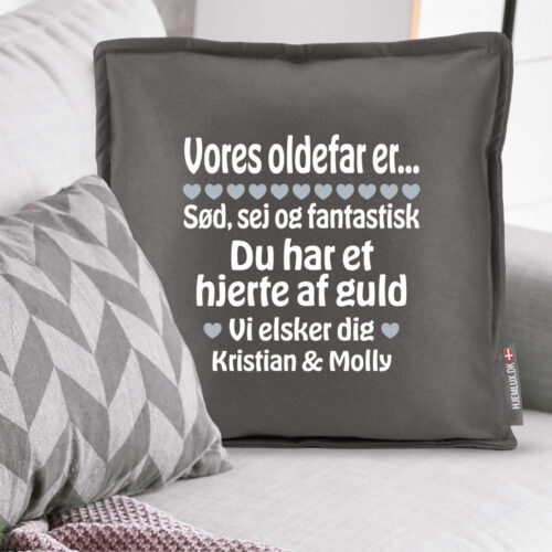 Alternative view of Min oldefar er sød, sej og fantastisk... | Pyntepude i filt