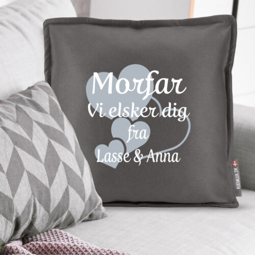 Alternative view of Morfar jeg elsker dig med hjerter | Pyntepude i filt