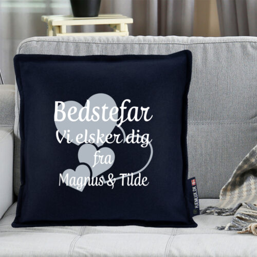 Alternative view of Bedstefar jeg elsker dig med hjerter | Pyntepude i filt