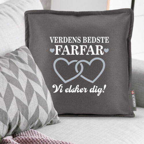 Alternative view of Verdens bedste farfar med sammenhængende hjerter | Pyntepude i filt