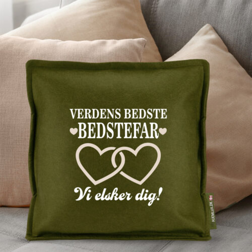 Alternative view of Verdens bedste bedstefar med sammenhængende hjerter | Pyntepude i filt