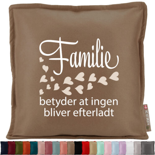 Familie betyder at ingen bliver efterladt | Pyntepude i filt