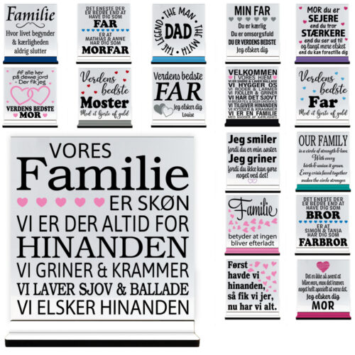 Alle | Glasskilte inkl. fod (farvet overflade)