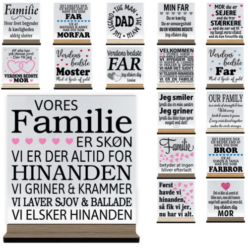 Alle | Glasskilte inkl. fod (træfinér)