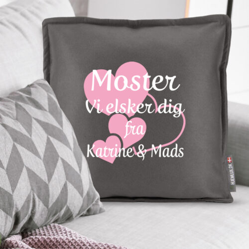 Alternative view of Moster jeg elsker dig med hjerter | Pyntepude i filt