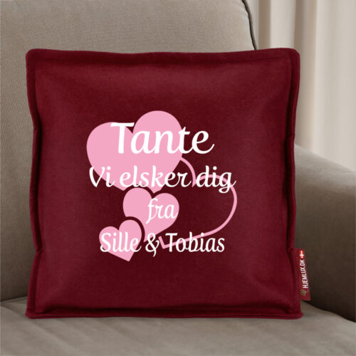 Alternative view of Tante jeg elsker dig med hjerter | Pyntepude i filt