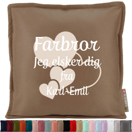 Farbror jeg elsker dig med hjerter | Pyntepude i filt