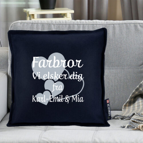 Alternative view of Farbror jeg elsker dig med hjerter | Pyntepude i filt