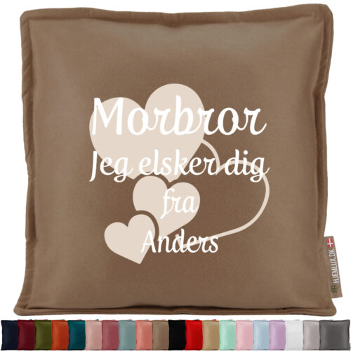 Morbror jeg elsker dig med hjerter | Pyntepude i filt