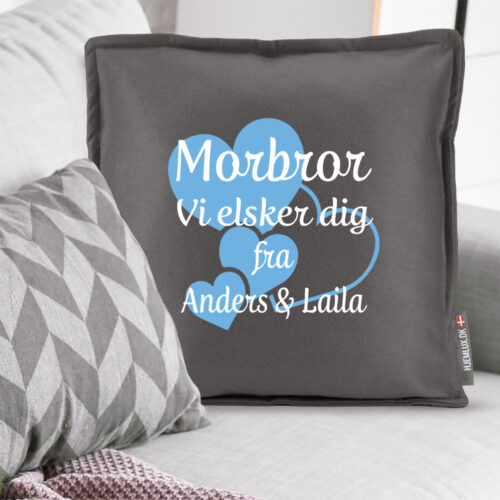 Alternative view of Morbror jeg elsker dig med hjerter | Pyntepude i filt