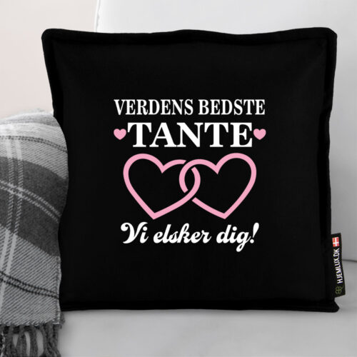 Alternative view of Verdens bedste tante med sammenhængende hjerter | Pyntepude i filt