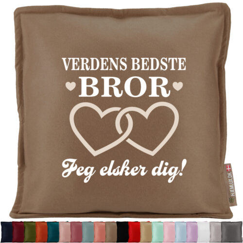 Verdens bedste bror med sammenhængende hjerter | Pyntepude i filt