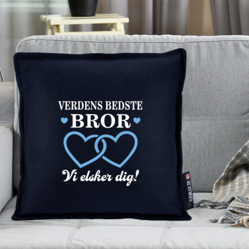 Alternative view of Verdens bedste bror med sammenhængende hjerter | Pyntepude i filt