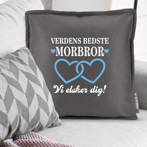 Verdens bedste morbror med sammenhængende hjerter | Pyntepude i filt - Image 2