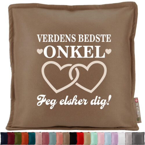 Verdens bedste onkel med sammenhængende hjerter | Pyntepude i filt