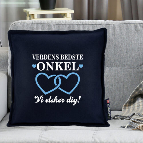 Alternative view of Verdens bedste onkel med sammenhængende hjerter | Pyntepude i filt