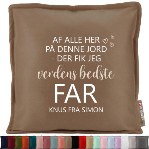 Af alle her på denne jord – far | Pyntepude i filt