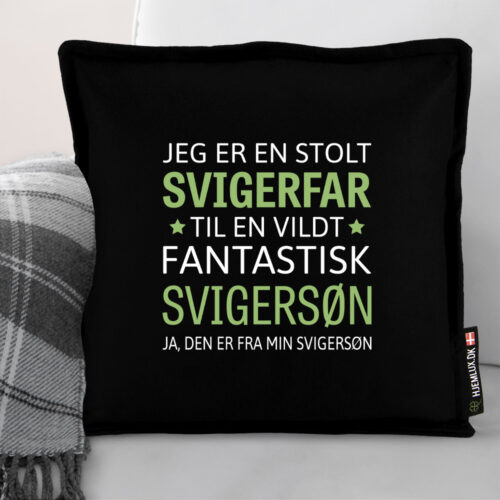 Alternative view of Jeg er en stolt svigerfar… – svigersøn | Pyntepude i filt