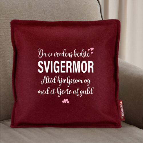 Alternative view of Svigermor, altid hjælpsom og med et hjerte af guld | Pyntepude i filt