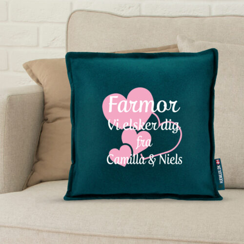 Alternative view of Farmor jeg elsker dig med hjerter | Pyntepude i filt