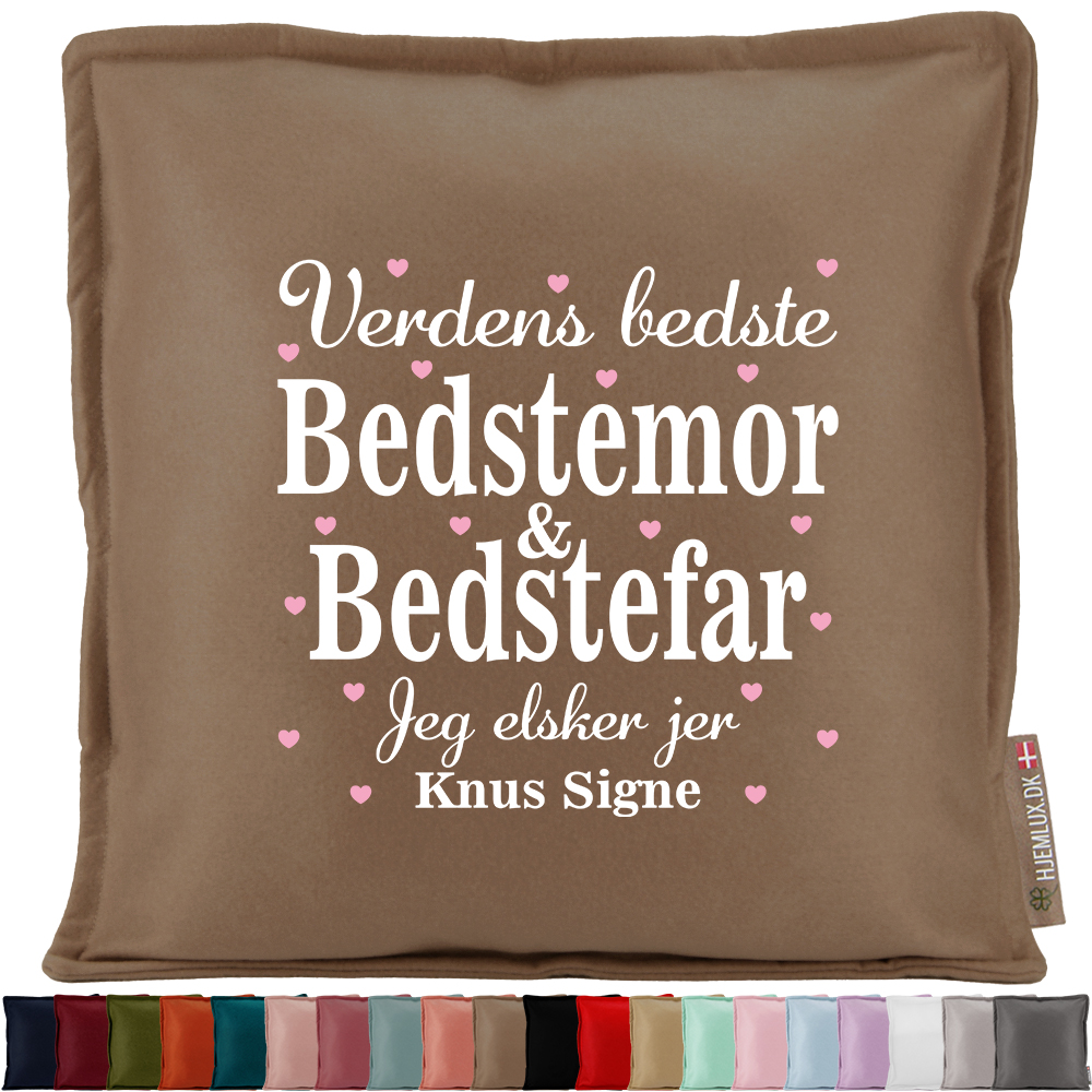 Verdens bedste bedstemor & bedstefar elsker jer | Pyntepude i filt