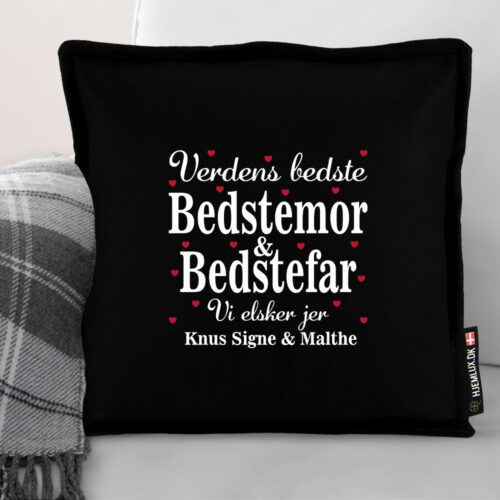 Alternative view of Verdens bedste bedstemor & bedstefar elsker jer | Pyntepude i filt