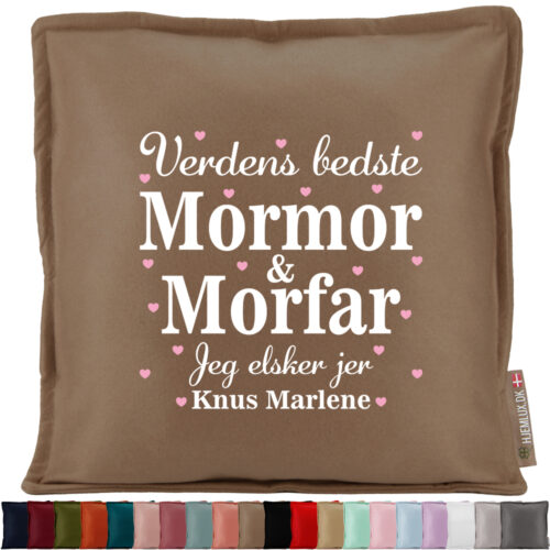 Verdens bedste mormor & morfar elsker jer | Pyntepude i filt