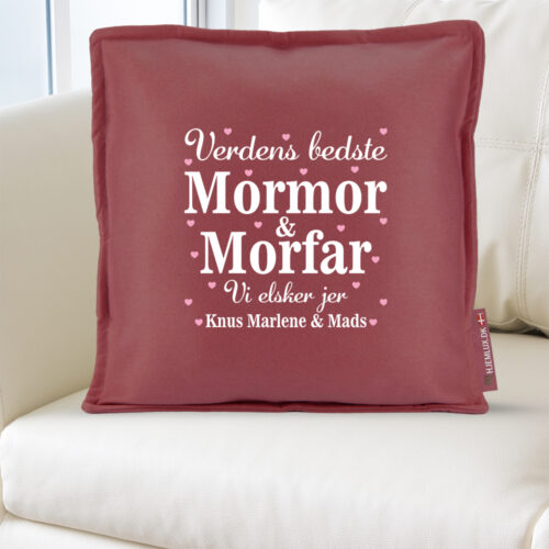 Alternative view of Verdens bedste mormor & morfar elsker jer | Pyntepude i filt