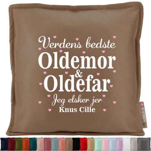 Verdens bedste oldemor & oldefar elsker jer | Pyntepude i filt