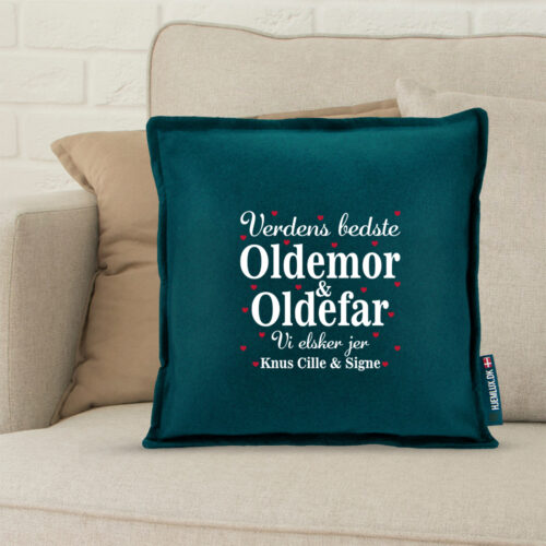 Alternative view of Verdens bedste oldemor & oldefar elsker jer | Pyntepude i filt