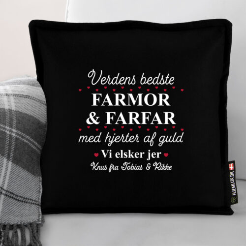 Alternative view of Verdens bedste farmor & farfar med hjerter af guld | Pyntepude i filt