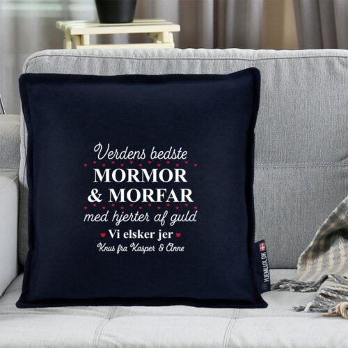 Alternative view of Verdens bedste mormor & morfar med hjerter af guld | Pyntepude i filt