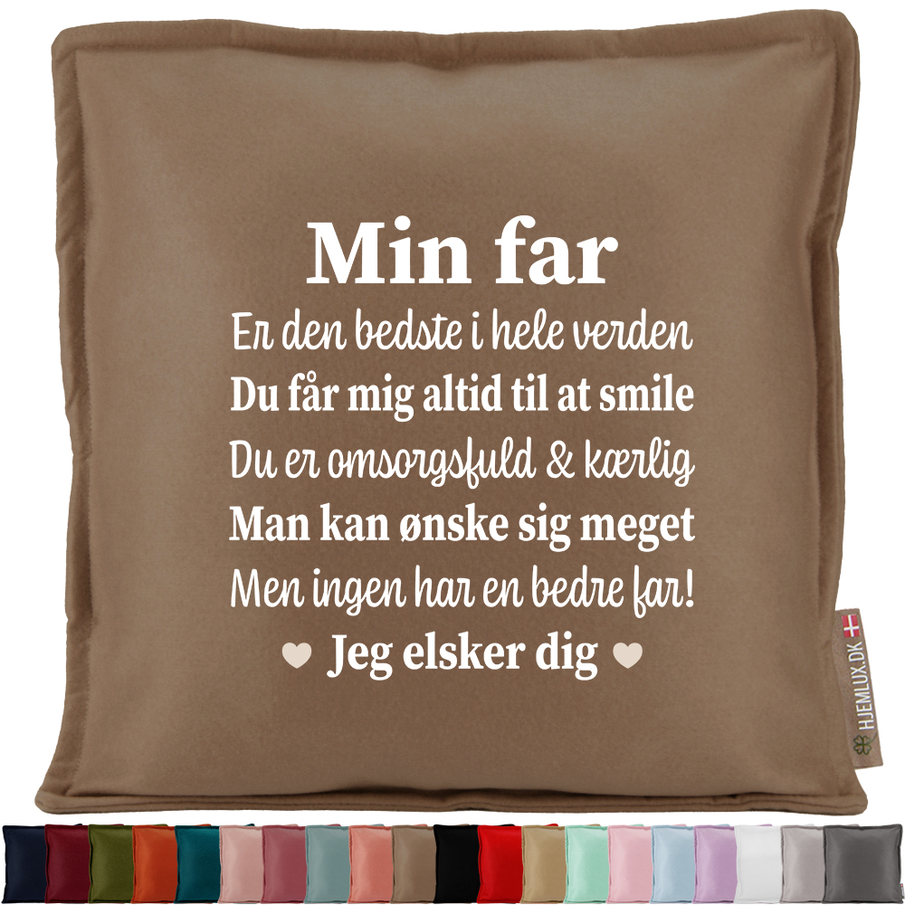 Min far, den bedste i hele verden | Pyntepude i filt