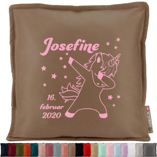 Cool enhjørning med stjerner & fødselsdata | Pyntepude i filt