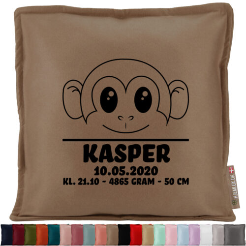 Tit tit bøh abe med fødselsdata | Pyntepude i filt