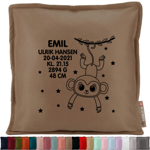 Abe med stjerner & fødselsdata | Pyntepude i filt