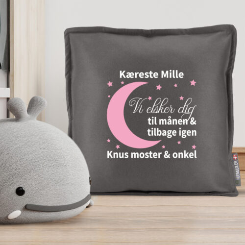 Alternative view of Elsker dig til månen og tilbage igen... | Pyntepude i filt