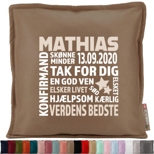 Konfirmation - Tak for dig med stjerner | Pyntepude i filt