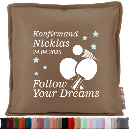 Konfirmation Follow Your Dreams - Bordtennis | Pyntepude i filt