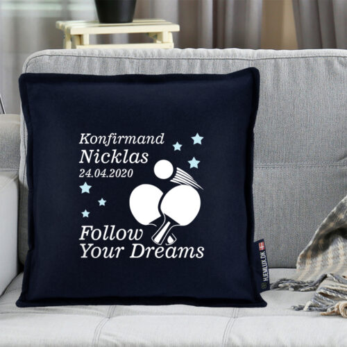 Alternative view of Konfirmation Follow Your Dreams - Bordtennis | Pyntepude i filt